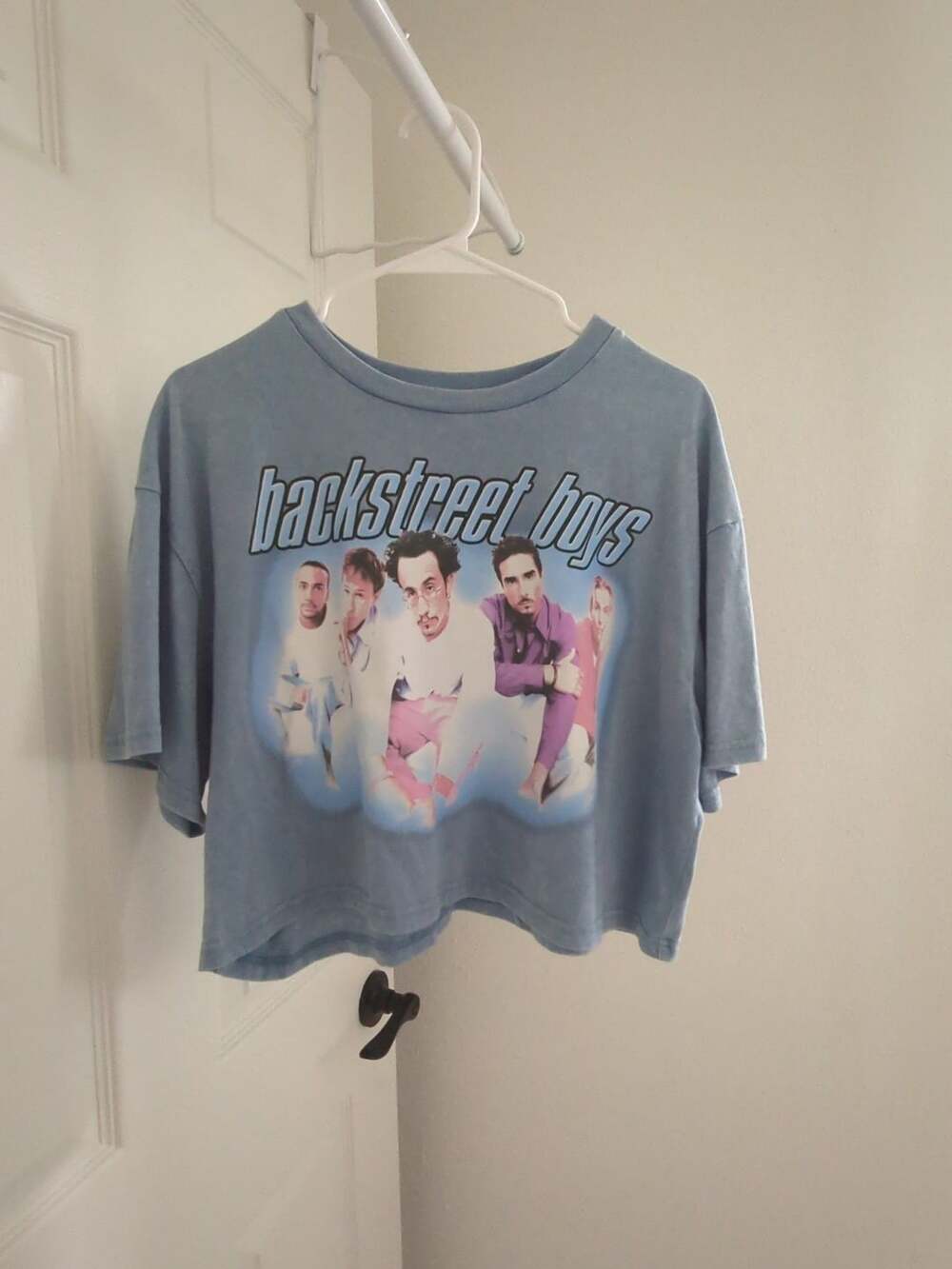 Backstreet Boys Graphic T-Shirt Size M Light Blue Mineral Wash Cropped